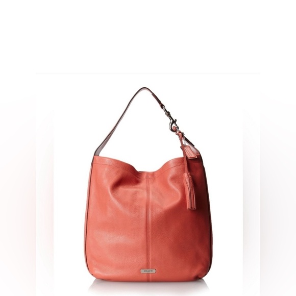 Coach Vibrant Coral Leather Hobo Bag NWOT - Picture 1 of 8